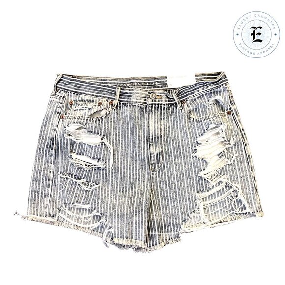 American Eagle Outfitters Pants - American Eagle High Rise Striped Denim Shorts | Size 16 NWT